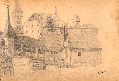 Motiv fra Luzern, tegnet af Christian Brandstrup 1884