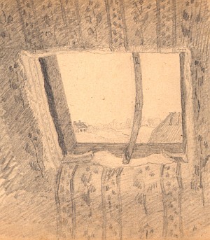 Udsigten fra "Drengekammeret", tegnet af Christian Brandstrup