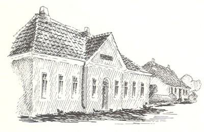 Tranek�r gl. Skole tegnet af Jens Kortermann Jauch