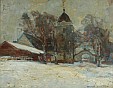 Hugo Larsen: A Winter Day at a Village Church, 1916