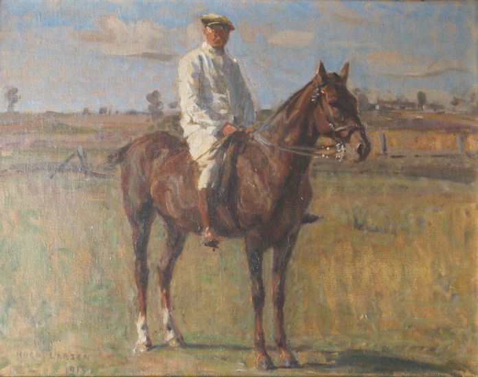 Hugo Larsen: Justus Valdemar Ulrich (1876-1949) til hest, 1915