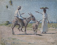 Hugo Larsen: Sceneri med æsler, 1906