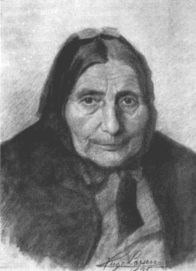 Kultegning af Hugo Larsens mormor, Marie Magdalene Bjrneboe, g. Strip